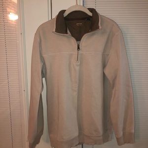Oversized brown pullover quarterzip with lining